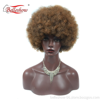 Hot sell wholesale synthetic black micro-rolled wig  African women high temperature silk fiber short wig
